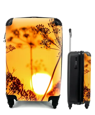 Produktbild von MuchoWow® Koffer Handgepäck Trolley Rollkoffer Kleine Reisekoffer mit 4 Rollen - Pflanzen - Blumen - Sonnenuntergang - Orange - Cabin Size < 55x40x23 cm & 55x40x20 cm - Fotokoffer - Kabinenkoffer - Boardgepäck - Reise-Box - Reisekoffer - Reisegepäck - Koffer mit Bild - Trolley für Kinder