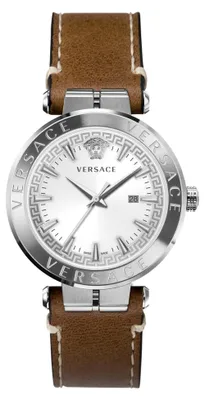 Obrázek produktu pro Versace VE2F00121 Aion weiss silber braun Leder Armband Uhr Herren NEU