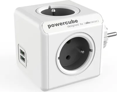Produktbild von ALLOCACOC Allocacoc PowerCube Original USB Typ E Stromverlängerung 4 Steckdose(n) Innen Grau