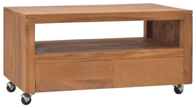 Productafbeelding van vidaXL TV-kast met wielen, 80x50x42 cm, massief teakhout