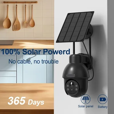 Immagine prodotto di Telecamera di sicurezza - Telecamera esterna - Telecamera Wi-Fi - Telecamera wireless - Telecamera solare - 3MP Full HD - Visione notturna