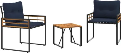 Image de vidaXL Ensemble de meubles de jardin avec coussins 3 pcs bleu marine