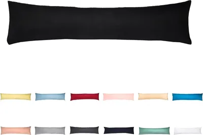 Produktbild von Jersey Kissenbezug 40x145 cm 100% Baumwolle Kopfkissenhülle Bettkissenbezug Kopfkissenbezug superweich Kissenbezug Schwarz