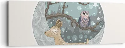 Produktbild von Bild auf Leinwand - Leinwandbild - Tiere Nacht Mond Eule - 90x30cm - Wand Bild - Wanddeko - Leinwanddruck - Bilder - Kunstdruck - Wanddekoration - Leinwand bilder - Wandkunst - AB90x30-2853