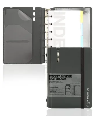 Produktbild von Ringbuch A7 Nachfüllbar Binder 6 Ring Notizbuch mit Taschen, Planquadrat & Punktseiten, Grau