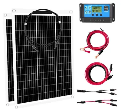 Obrázok produktu pre Súprava solárnych panelov – 200 W – monokryštalické 21,8 % – 18 V – vodotesné – pre kempovanie, karavany, domy