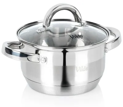 Zdjęcie produktu dla Garnek ze stali nierdzewnej z pokrywką szklaną, 1,75 l, 16 cm