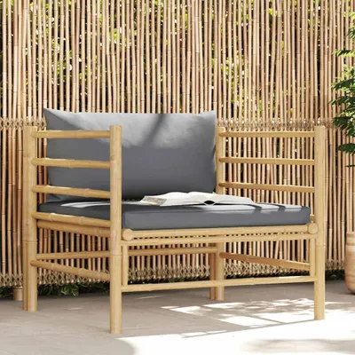 Produktbild von vidaXL Gartensofa mit Dunkelgrauen Kissen Bambus