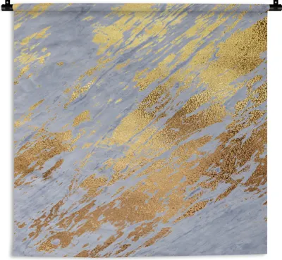 Produktbild von MuchoWow® Wandteppich Wandbehang Marmor - Gold - Muster 150x150 cm Tapisserie Dekoration Wandtuch - Wohnaccessoires - Modernes
