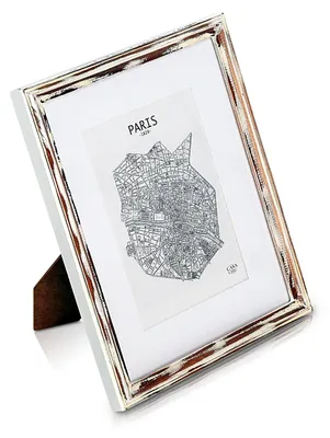 Produktbild von Shabby Chic Bilderrahmen 20x25 cm - mit Passepartout für 13x18 Fotos - Glasfront - 2 cm Rahmenbreite - Echtholz - Braun Weiß