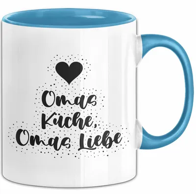 Produktbild von Omas Küche, Omas Liebe Tasse mit Spruch Geschenk Oma (Blau)