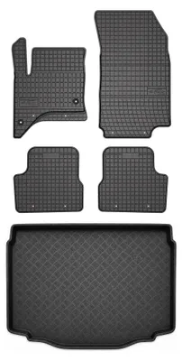 Image de Tapis en caoutchouc + bac de coffre pour Alfa Romeo Junior 2024- (plancher réglable, position haute) – 5 pièces, noirs, sur mesure