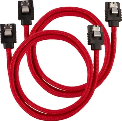 Produktbild von Corsair CC-8900254, 0,6 m, SATA III, Männlich/Männlich, Schwarz, Rot, Gerade, Gerade