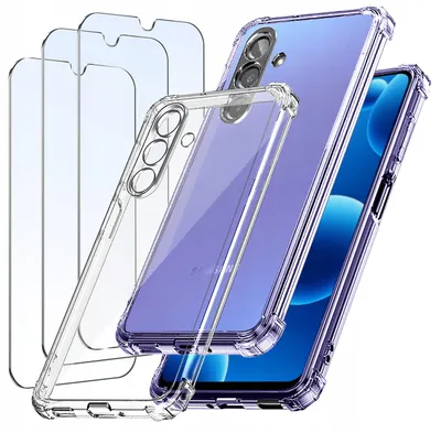 Zdjęcie produktu dla ZESTAW Etui do Samsung Galaxy A26 5G ANTI-SHOCK CLEAR 3 SZTUKI SZKŁO 9H