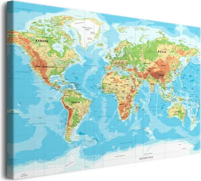 Obrázek produktu pro Obraz na plátně do dětského pokoje Mapa světa 80x120cm