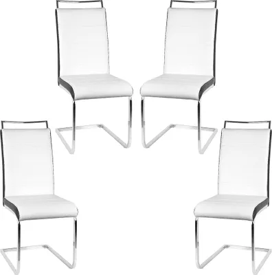 Produktbild von WYCTIN 2*Esszimmerstuhl Freischwinger Stuhl Set Stühle Polsterstuhl Schwingstuhl weiß Schwarz