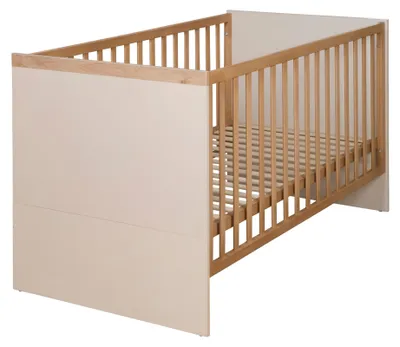 Produktbild von roba Mitwachsendes Gitterbett Jil 70x140 cm - Höhenverstellbar & umbaubar zum Juniorbett - 3 Schlupfsprossen - Cashmere / Chestnut