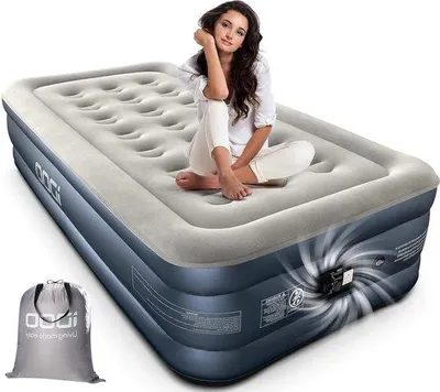 Obrázek produktu pro Jednolůžková nafukovací matrace s pumpou, 190 × 100 × 46 cm, nosnost 250 kg, ideální na kempování
