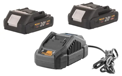 Immagine prodotto di Procraft Starter Pack 20 V 20/2,4 A Caricabatterie + 2x 20/2 A Batteria 2,0 Ah