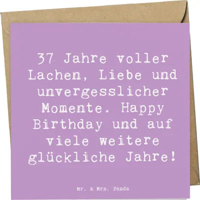 Produktbild von Mr. & Mrs. Panda Grußkarte Spruch 37. Geburtstag - Lavendeltraum - Geschenk, Glückwunschkarte, Klappkarte, doppelkarte, besondere Erinnerungen, Freude, anlasskarte, Alter