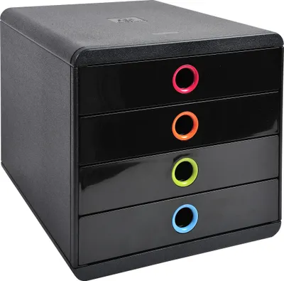 Image de Exacompta Module de classement Pop-Box 4 tiroirs Noir/arlequin 314498D