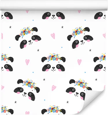 Produktbild von 10m VLIES TAPETE Rolle Kinderzimmer Pandas Blumen Sterne Herzen XXL