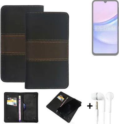 Produktbild von K-S-Trade Handyhülle + Kopfhörer kompatibel mit Samsung Galaxy A15 LTE Schutzhülle Walletcase Bookstyle Tasche Schutz Case Hülle Wallet Cover