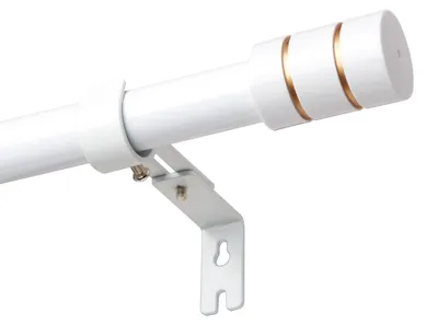Immagine prodotto di Set di tende da 25 mm, colore bianco, completo di supporti in metallo e finitura dorata