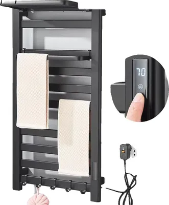 Immagine prodotto di Scaldasalviette riscaldabile, display digitale, design a parete, nero 6621, destra, 220 V