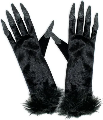 Produktbild von 1 Paar Schwarze Hexen Handschuhe 38 cm lang Karneval Fasching Halloween Cosplay