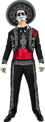 Produktbild von Funidelia  Mariachi Kostüm für Herren ? Tag der Toten, Halloween, Horror - Kostüme für Erwachsene & Verkleidung für Partys, Karneval & Halloween - Größe L - Schwarz