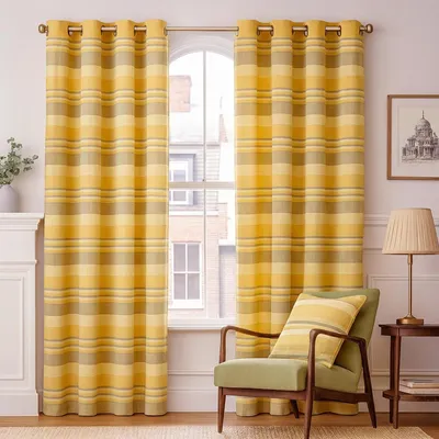 Immagine prodotto di HOMESCAPES Tende con occhielli giallo Marocco in set da 2, 228 x 167 cm