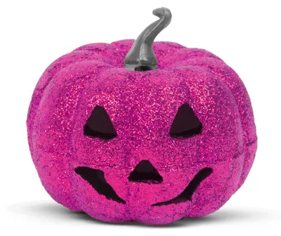 Obrázok produktu pre Halloweenska RGB LED dekorácia - penová tekvica - fialová - 11 cm
