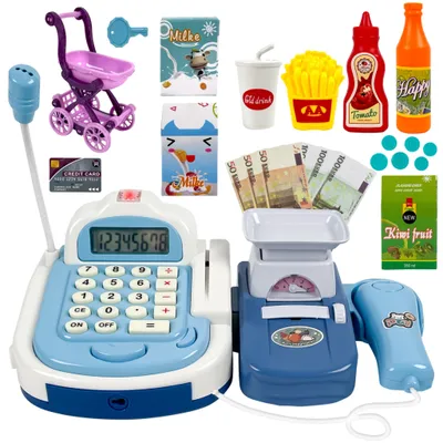 Image de Caisse enregistreuse interactive pour enfants avec effets sonores - Jouet avec terminal, scanner et paquet cadeau