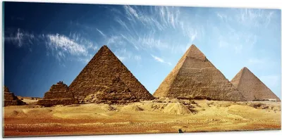 Produktbild von Bilder auf glas - Pyramide Wüste Sand - 120x50cm - Glasbilder - Wandbilder - Kunstdruck - zum Aufhängen bereit - Wanddekoration aus Glas - Glas Bilder - Wandbild auf Glas - Einteilig - GAB120x50-0211