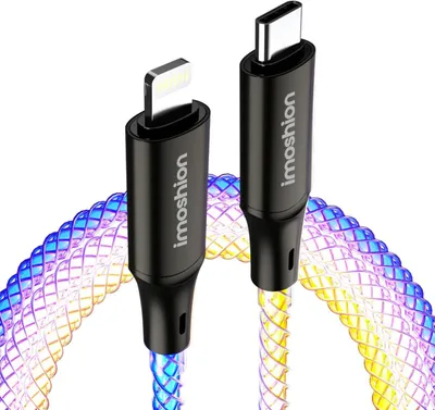 Productafbeelding van imoshion Lichtgevende Snellaadkabel RGB - USB-C naar Lightning kabel - 1 meter