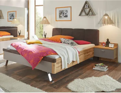 Produktbild von Bettanlage MONACO 180x200 cm basaltgrau und Wildeiche