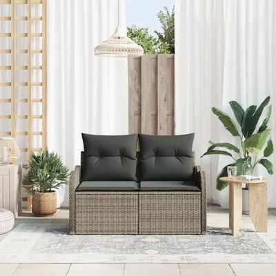 Produktbild von ZMH 2-Sitzer Gartensofa mit Stauraum und Kissen Grau Poly Rattan