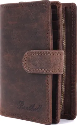 Produktbild von Benthill Geldbörse Damen Echt Leder | Damen Geldbeutel mit RFID Schutz | Portmonee Klein mit 8 Kartenfächer | Slim-Wallet inkl. Geschenkbox