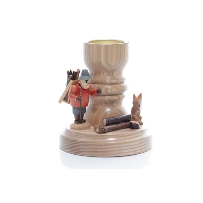 Produktbild von Teelichthalter Holzsammler mit Hase bunt Höhe= 11cm NEU