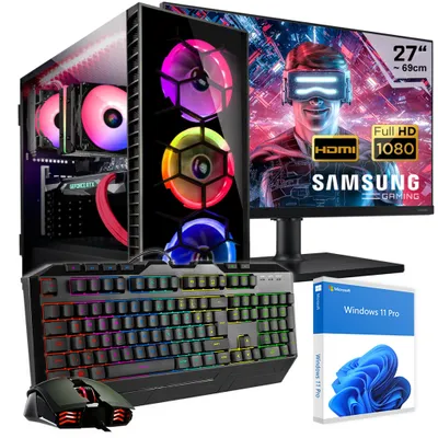Produktbild von KRAFTPC Gaming PC Komplett Set Intel Core i9 12900KF - GeForce RTX5060 8GB -  1TB M.2 SSD - 64GB DDR4 - Windows 11 - WLAN - 27" TFT - Tastatur/Maus
