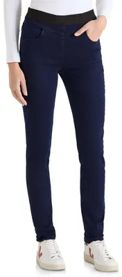 Productafbeelding van Cecil jeans met elastische tailleband, blauw-zwart, gebruikte wassing, maat 27