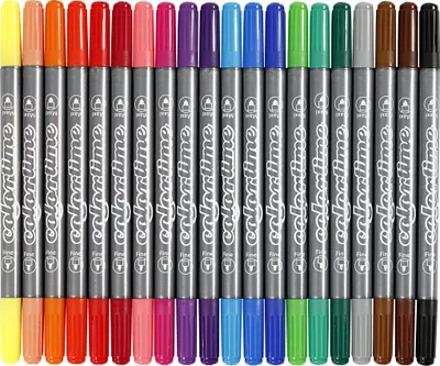 Obrázok produktu pre Dvojité fixky Colortime, hrúbka čiar 2,3 + 3,6 mm, 20 ks rôznych farieb