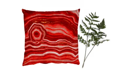Produktbild von MuchoWow® Zierkissen Sofakissen Wohnzimmer Dekokissen 40x40 cm Rot - Achat - Edelsteine - Foto Kissen - Schlafzimmer Dekoration