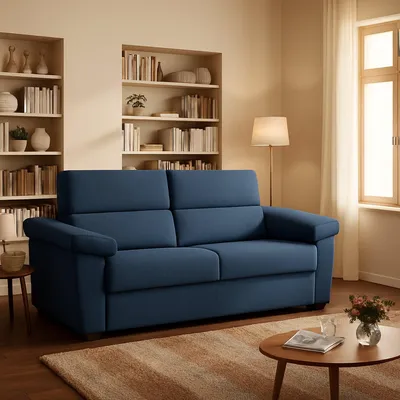 Immagine prodotto di Seui - Divano Letto 2 Posti, 185x95 cm blu, Sfoderabile Italy