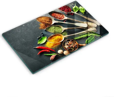 Produktbild von Glasschneideplatte - Herdabdeckplatte - 52x30 cm - Schneidebrett - Spritzschutz - Küchengewürze