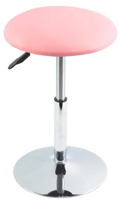 Runde PU-Leder-Salonkruk, höhenverstellbar, drehbar, rosa