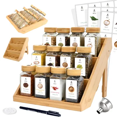 Produktbild von Gewürzgläser Set, platzsparendes Design, luftdichte Aufbewahrung, 12 Gewürzgläser Set