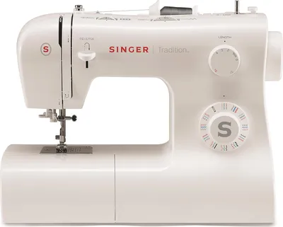 A white Singer sewing machine is shown against a white background.