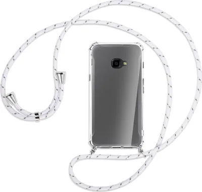 Produktbild von Handykette Backcover-Schutzhülle mit Band (Metall silberfarben) für Samsung Galaxy Xcover 4 / 4s - weiß/grau